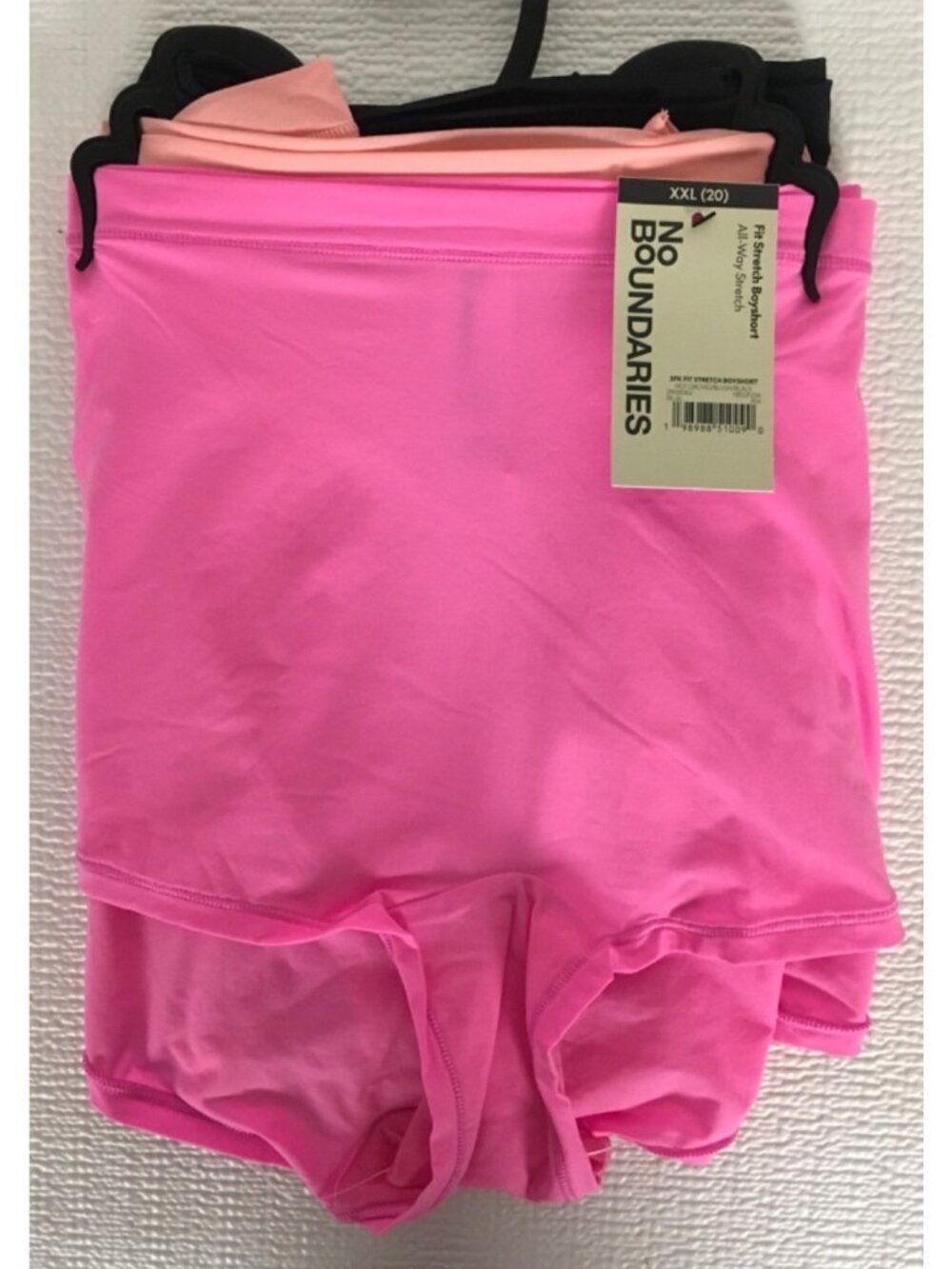 No Boundaries 3 Pack Boyshorts Underwear Size XXL Black Pink Peach New w Tags
